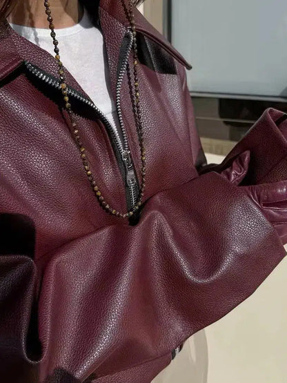 | Oversized fit Leather jacket