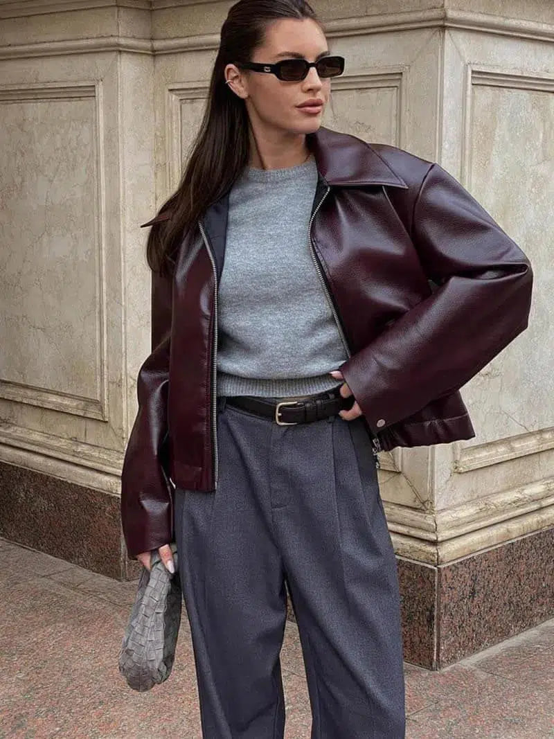 | Oversized fit Leather jacket