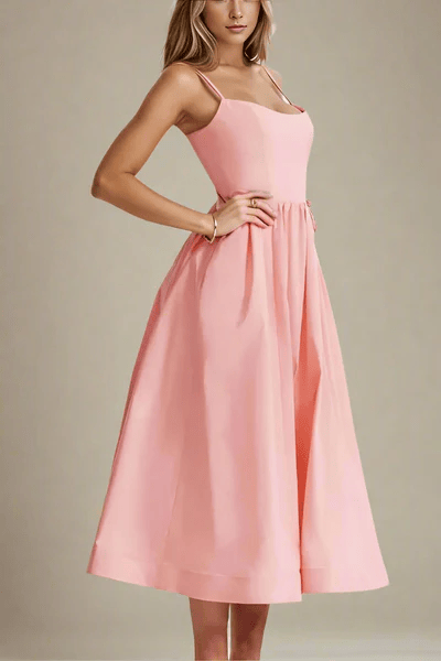 | Satin Finish Midi Dress
