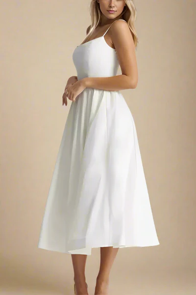 | Satin Finish Midi Dress