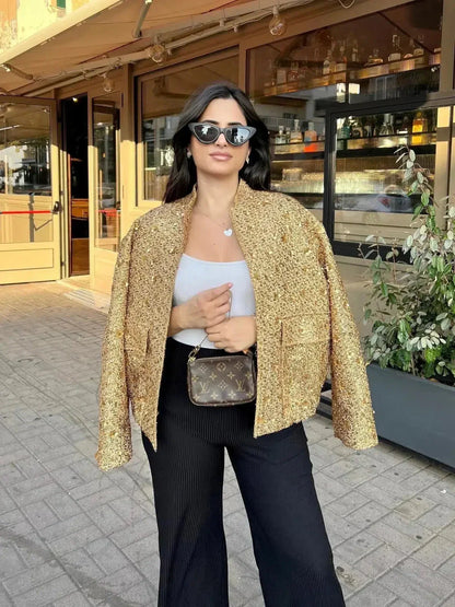 | Sequin Cropped Jacket
