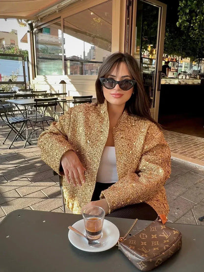 | Sequin Cropped Jacket