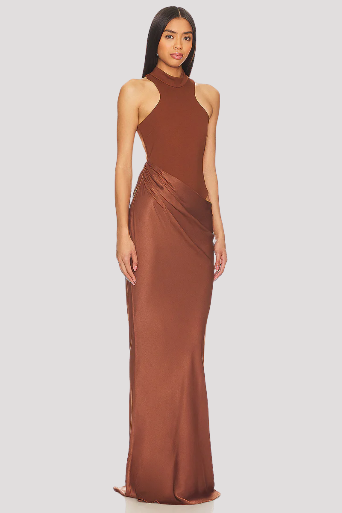 | Cutout Waist Halter Evening Gown
