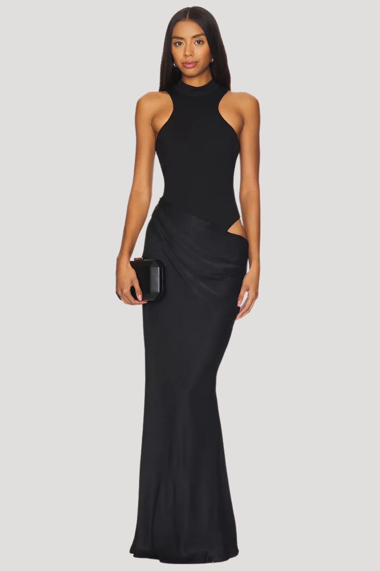 | Cutout Waist Halter Evening Gown