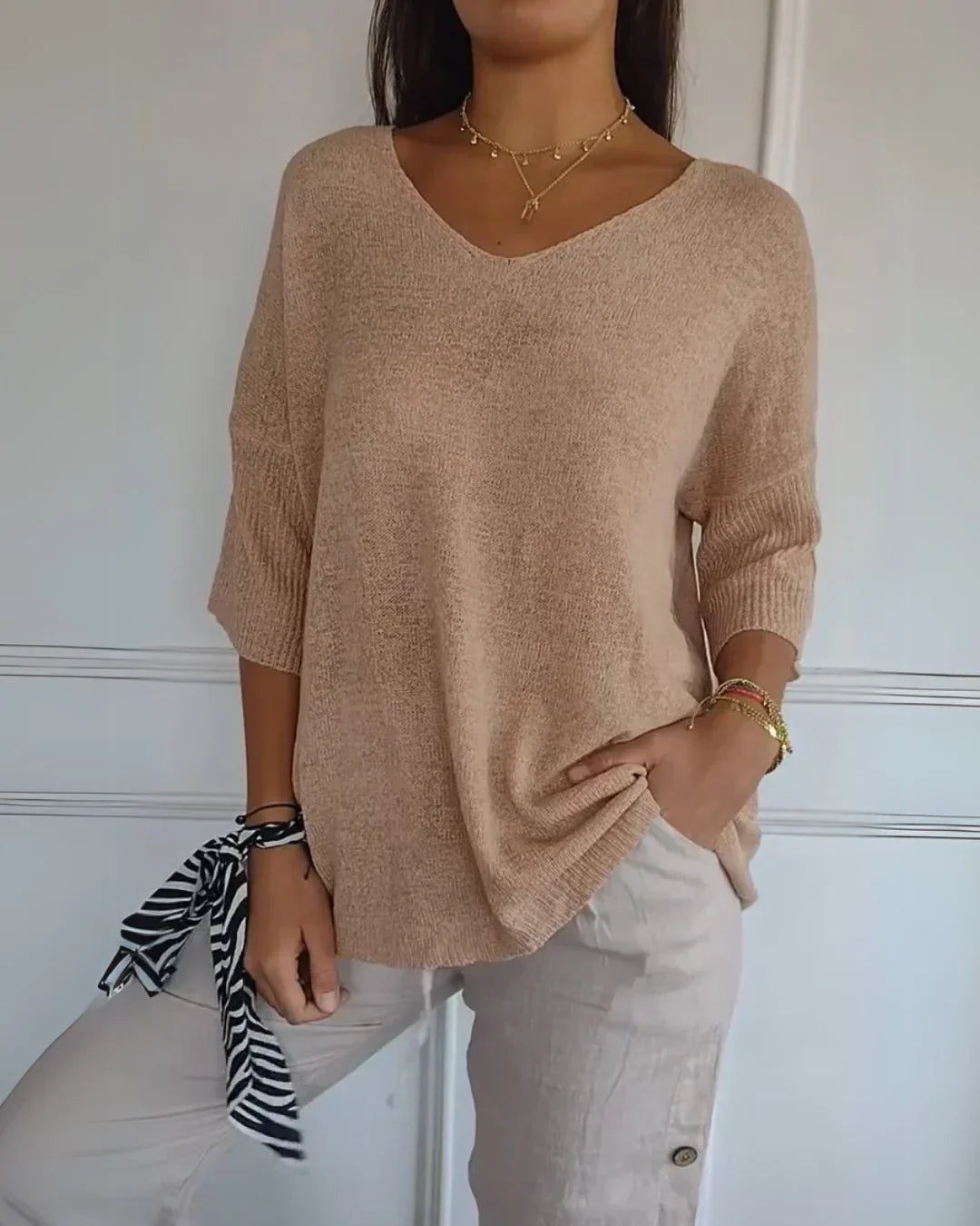| Relaxed Fit V-Neck Tee