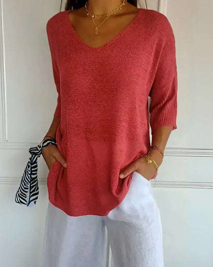 | Relaxed Fit V-Neck Tee