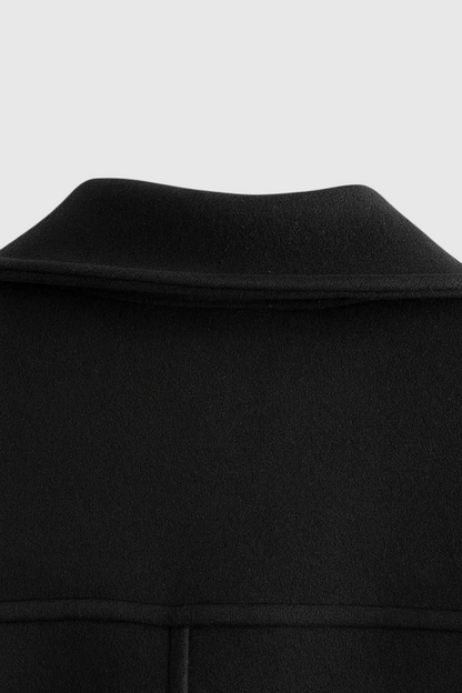Cropped Button Jacket | Square Collar, Pocket Detail, Long Sleeve