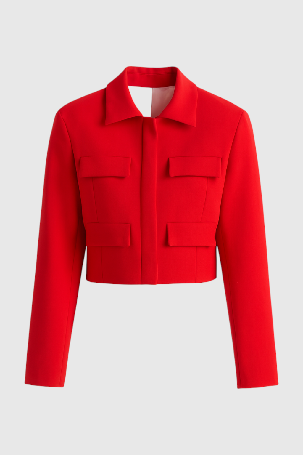 Cropped Utility Jacket | Turn-Down Collar, Flap Pockets