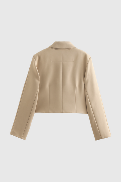Cropped Utility Jacket | Front Flap Pockets, Turn-Down Collar