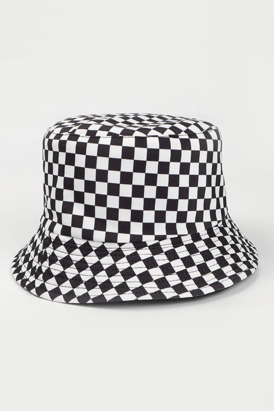 Checkered Print Reversible Bucket Hat