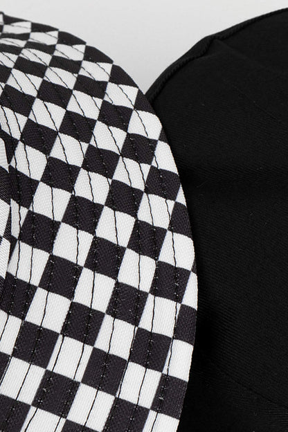 Checkered Print Reversible Bucket Hat
