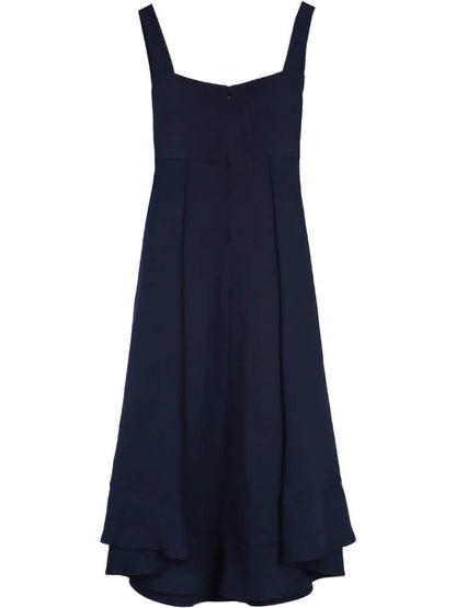 Square Neck Cut Out Wide Strap Tiered Handkerchief Hem Empire Waist Midi Dress
