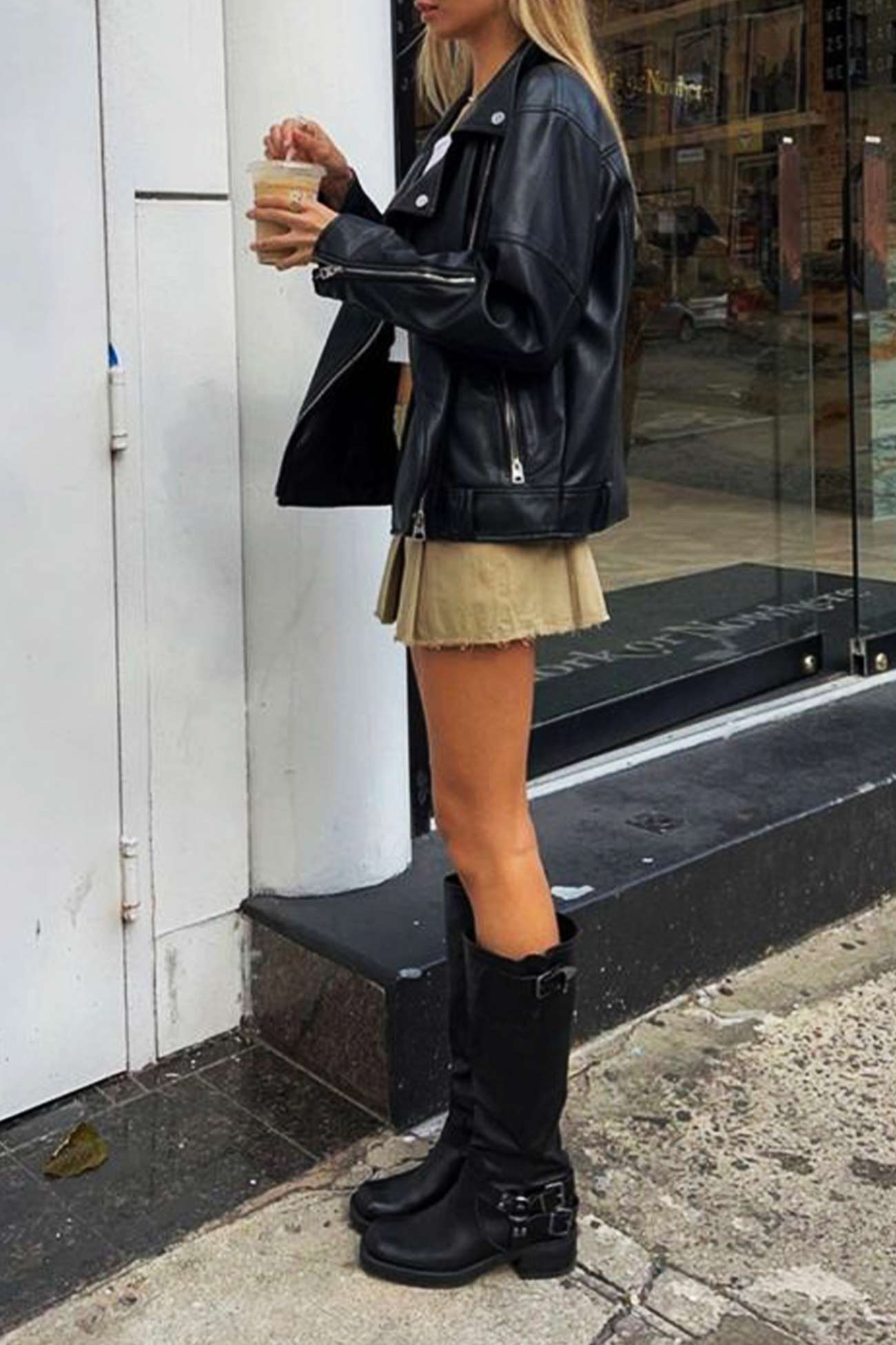 Chunky Heel Buckle Moto Boots