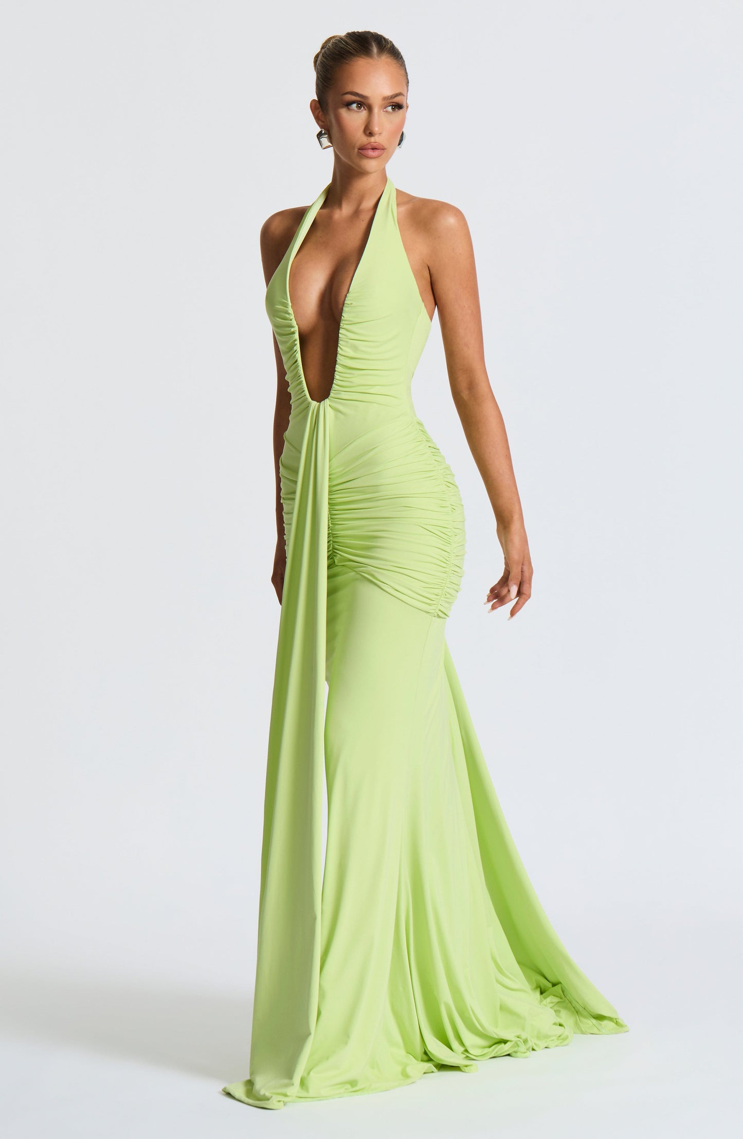 | Sculpted Plunge Evening Gown