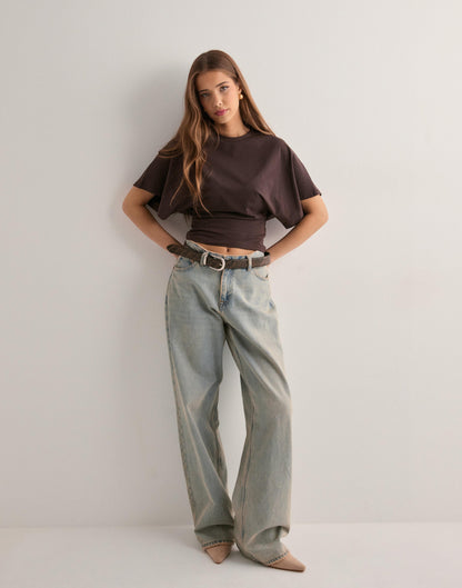 | Cinched Waist Cropped T-Shirt