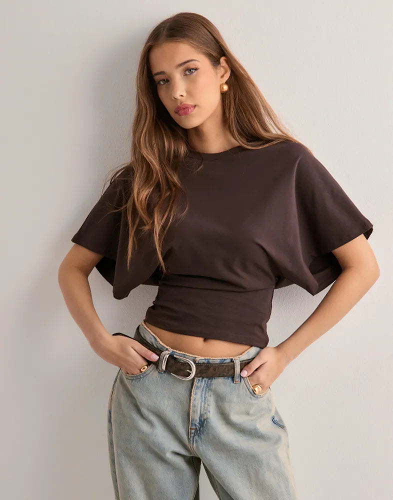 | Cinched Waist Cropped T-Shirt