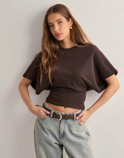 | Cinched Waist Cropped T-Shirt