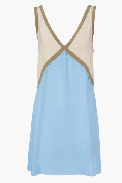 | Colour-block V-neck mini dress