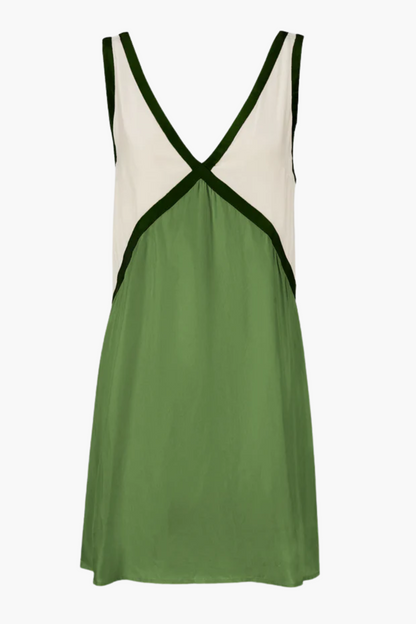 | Colour-block V-neck mini dress