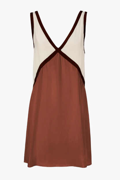 | Colour-block V-neck mini dress
