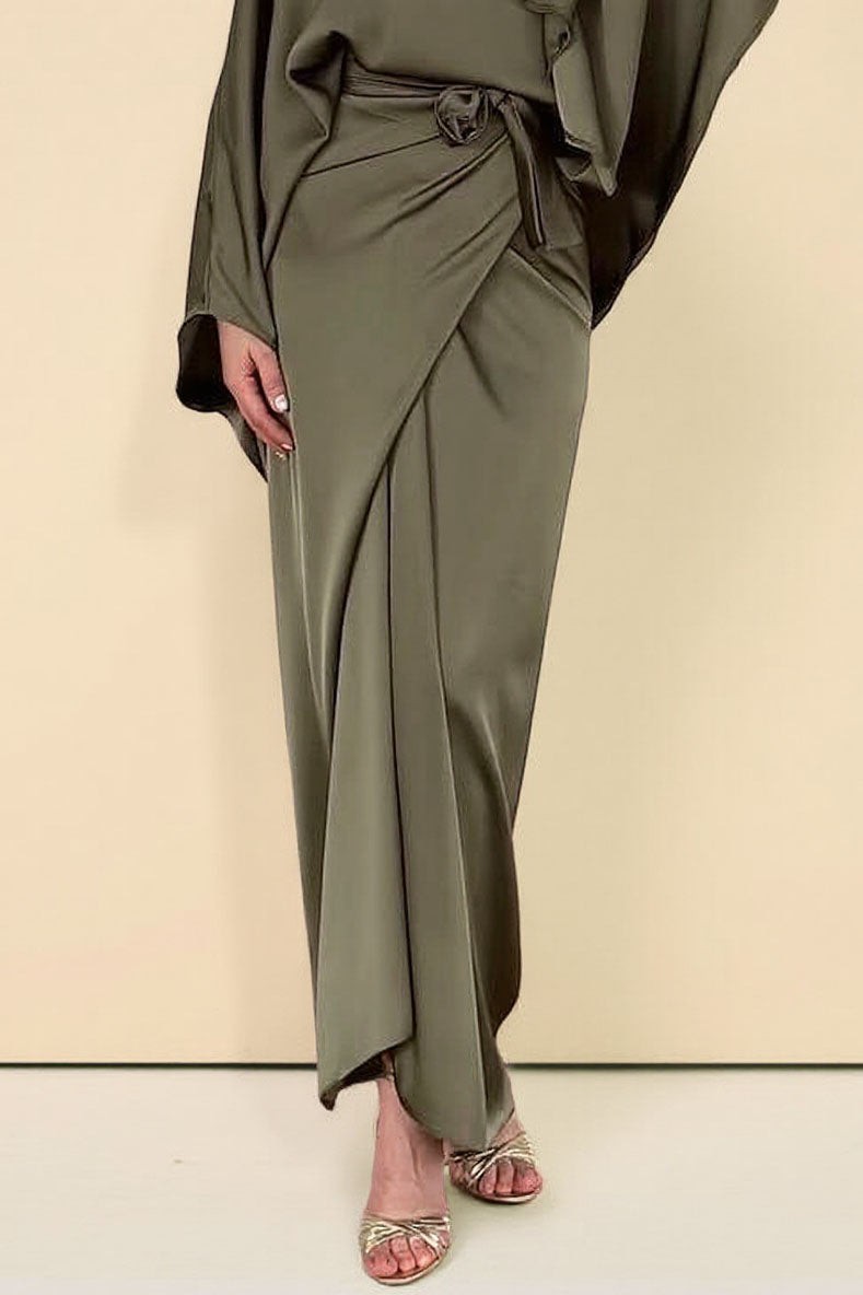 Minimalist Loose Shirt And Lace-up Skirt Suit