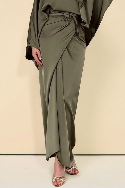 Minimalist Loose Shirt And Lace-up Skirt Suit