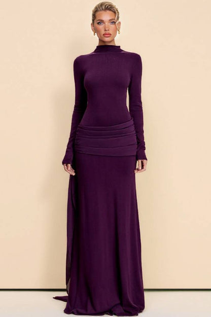 Pleated Ribbon Design Maxi Dress