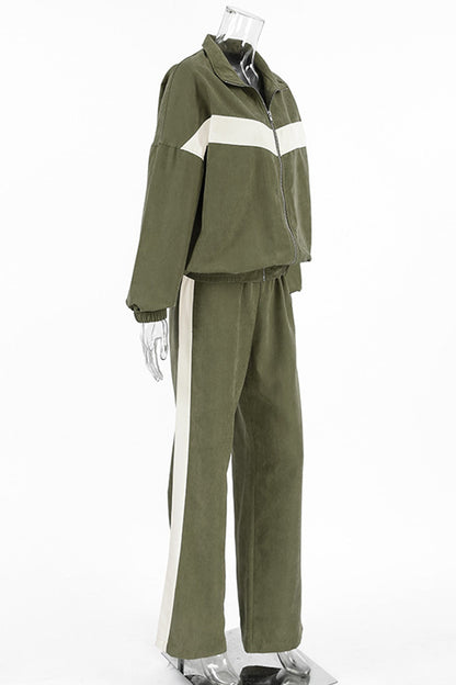 Contrast Stand Neck Tracksuits