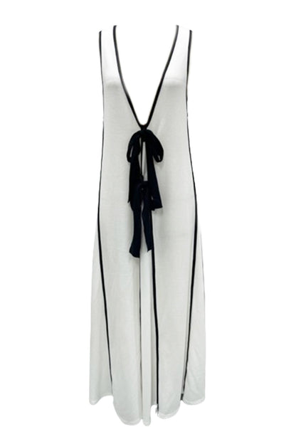 Contrast Deep V Neck Tank Dress