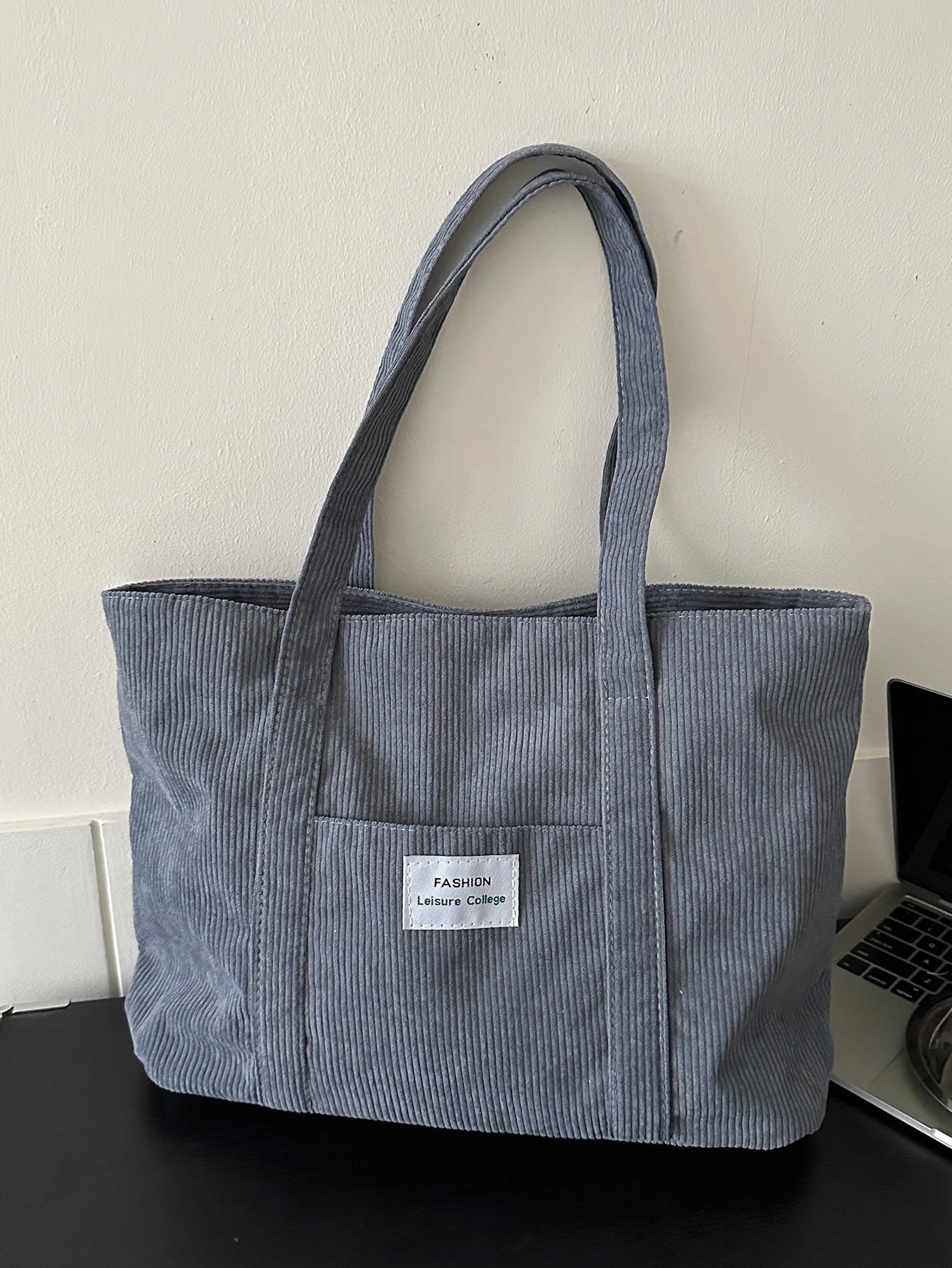 Women's Wide Corduroy Tote Bag – Large Soft Everyday Shoulder Bag