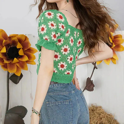 Cottagecore Floral Crochet Cardigan