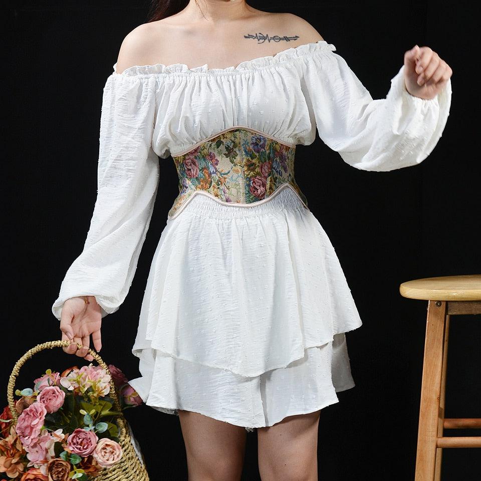 Cottagecore Ribbon Lace Up Waist Corset