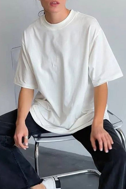 Cotton Solid Loose T-shirt