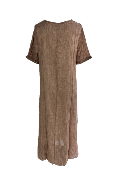 Cotton Solid V Neck Midi Dress