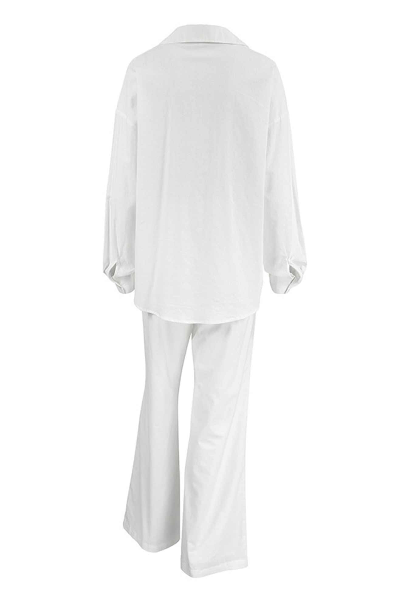 Cotton Button Long Sleeve Long Pant Set