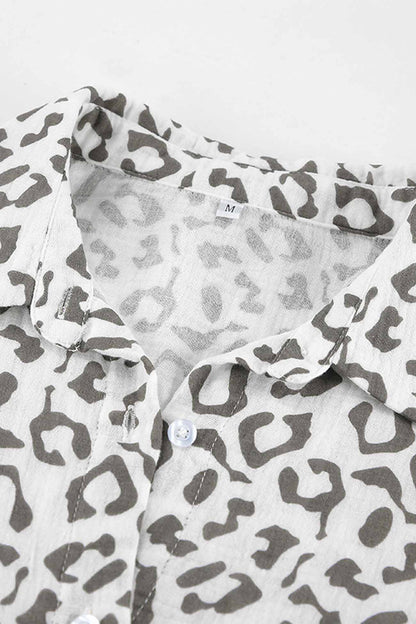 Cotton Leopard Shirt Long Pants Two-Piece Set