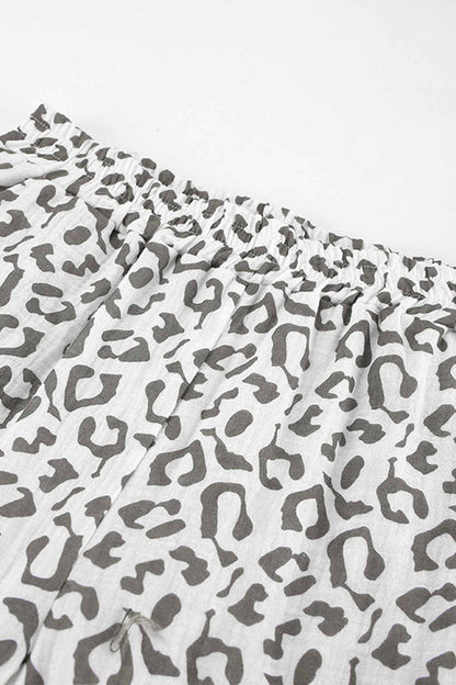 Cotton Leopard Shirt Long Pants Two-Piece Set