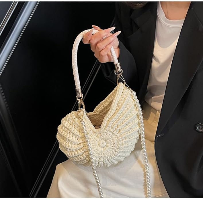 Atelier Crochet Shell Bag | Handcrafted Pearl Detail