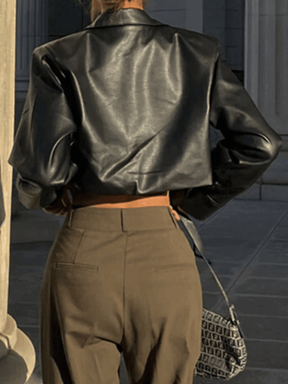 Cropped Black Faux Leather Biker Jacket