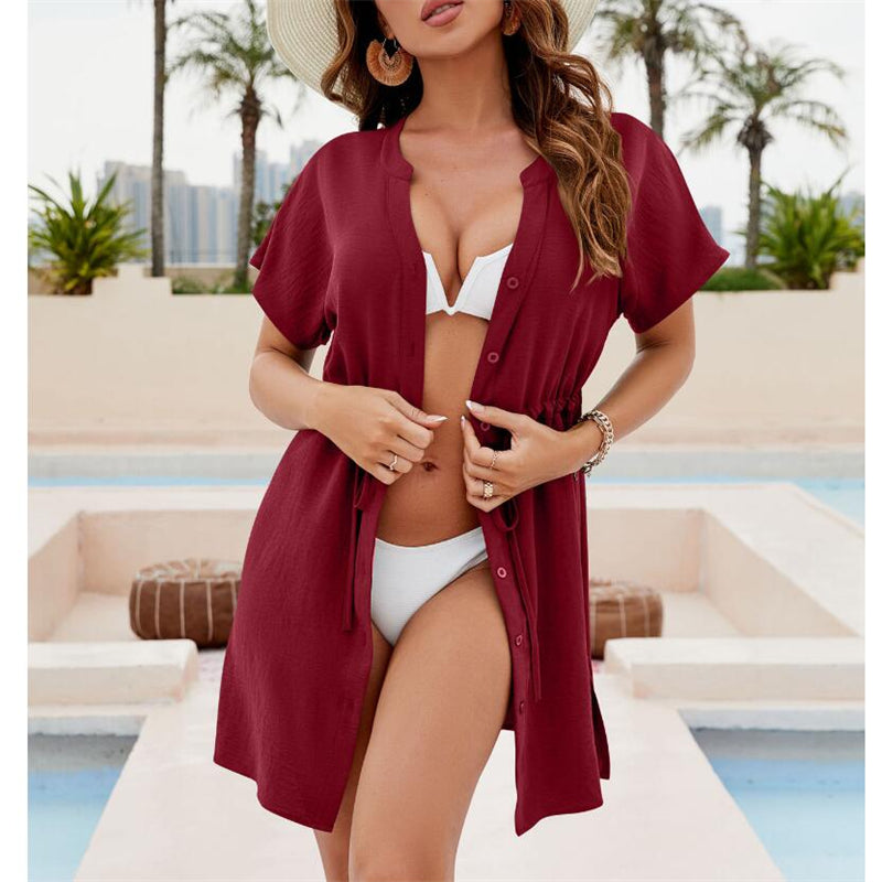 Lightweight Beach Sunscreen Chiffon Mini Dress in 4 Colors