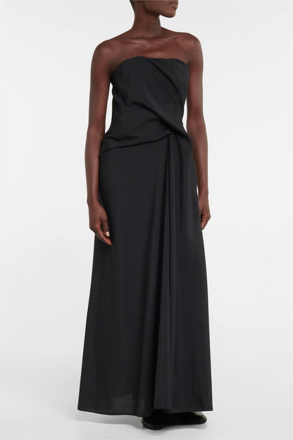 Solid Off Shoulder Asymmetrical Midi Dress