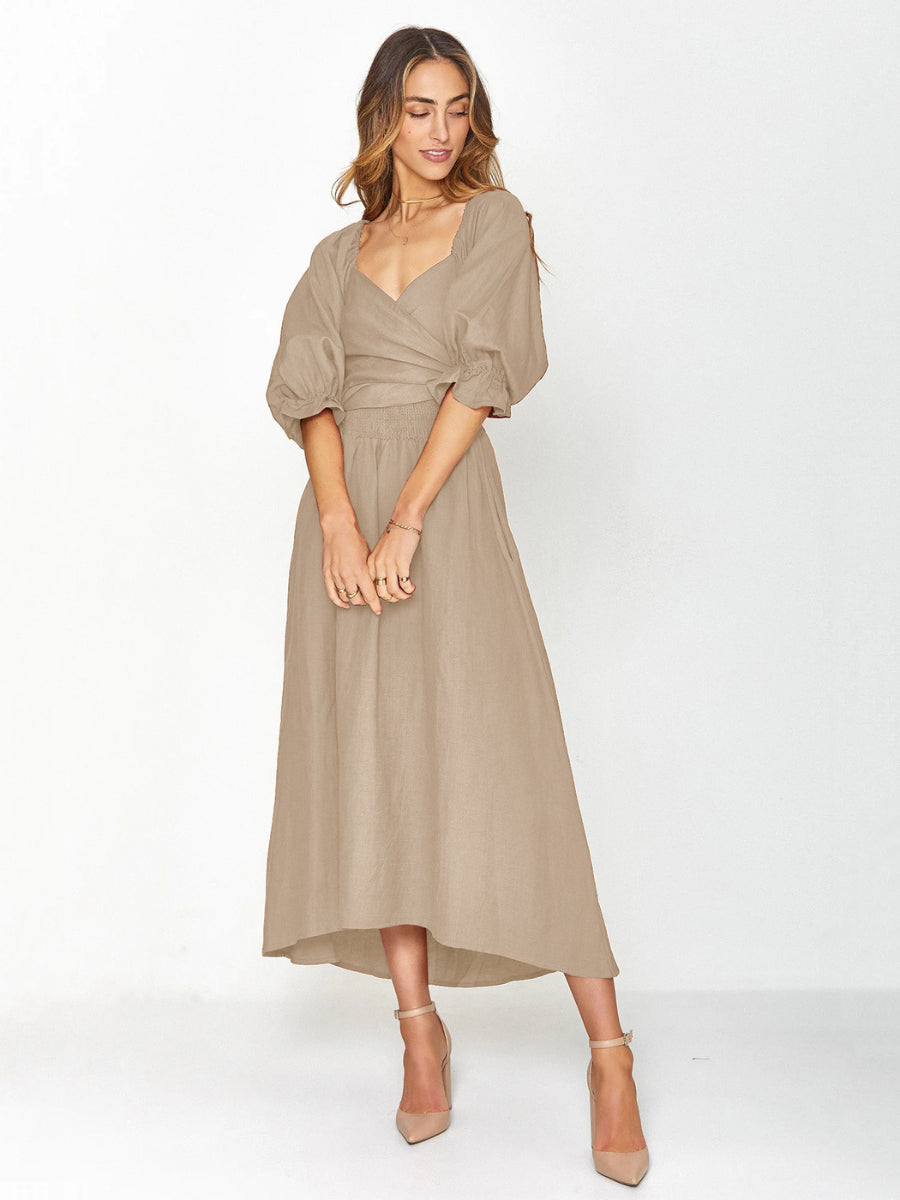 SUNSET SANDS TWO WAY WEARABLE MIDI DRESS - NEUTRAL