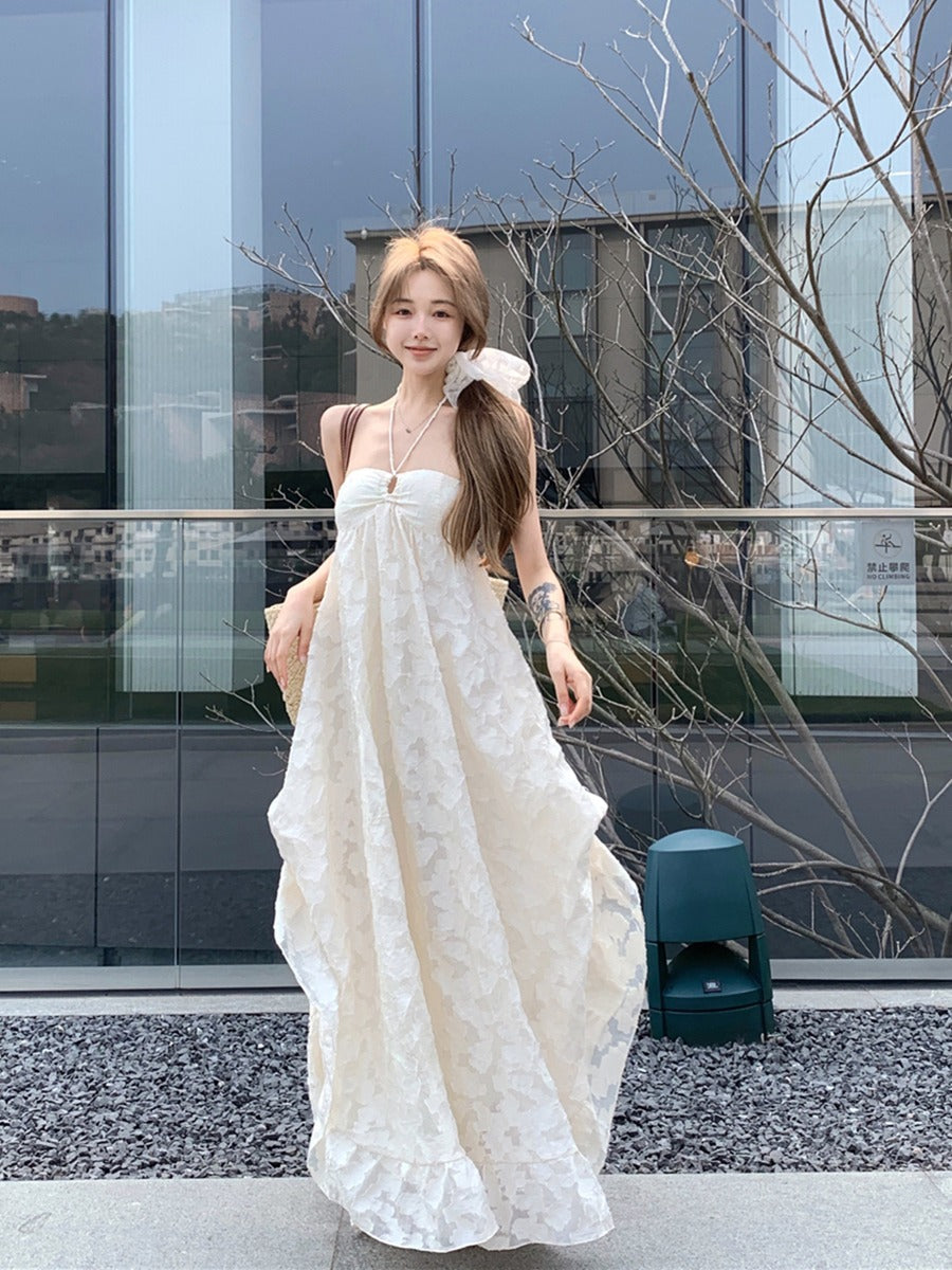 Sexy Backless Halter Maxi Dress – Dreamy Vacation Photoshoot Look