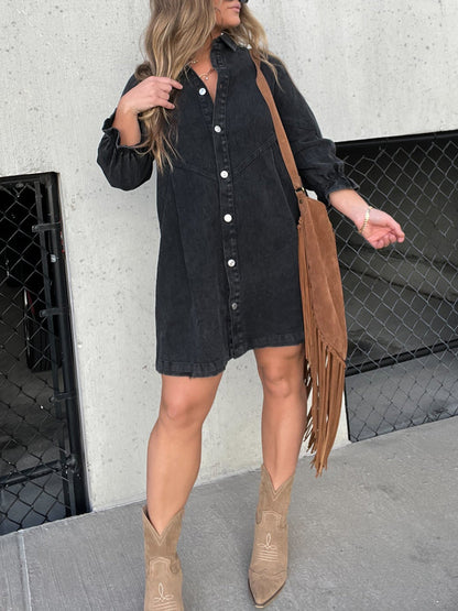 Havana Breeze – Button-Up Denim Dress