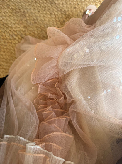 Glimmering Tulle Fairycore Sequin Maxi Dress – Dreamy Resort Gown