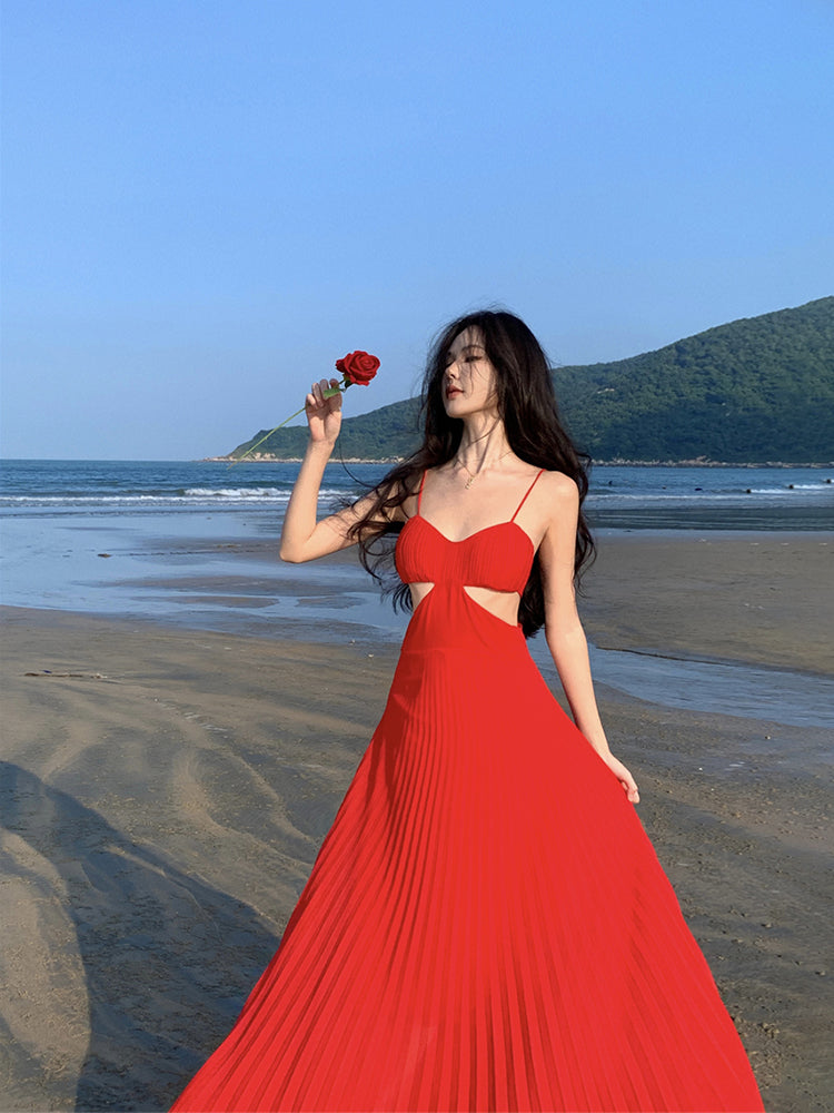Dopamine Yellow Spaghetti Strap Maxi Dress – Sexy Backless Vacation Outfit