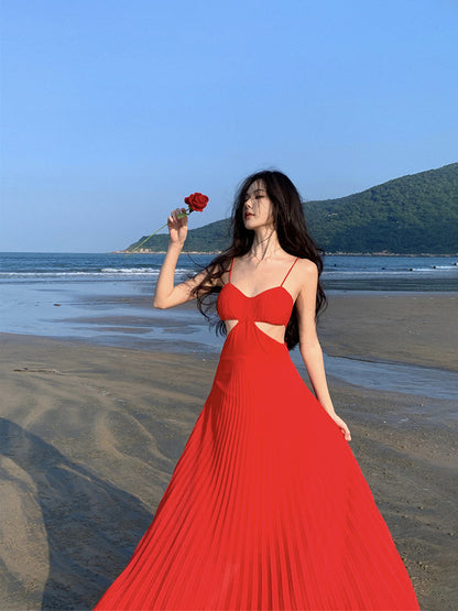Dopamine Yellow Spaghetti Strap Maxi Dress – Sexy Backless Vacation Outfit