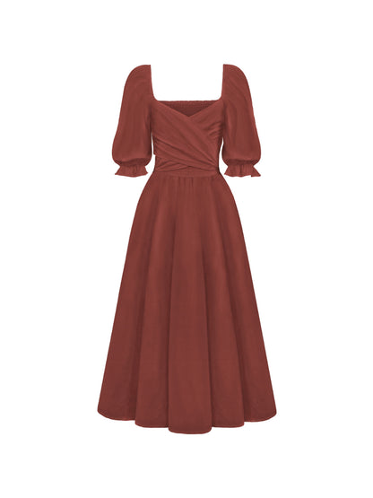 SUNSET SANDS TWO WAY WEARABLE MIDI DRESS - BRICK