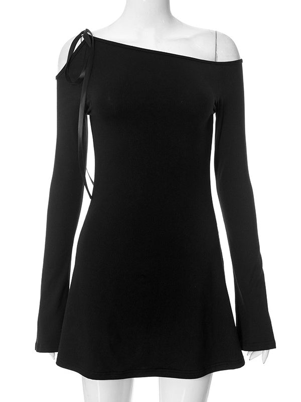 Bodycon Dresses Irregular Neck Long Sleeves Sexy Mini Dresses