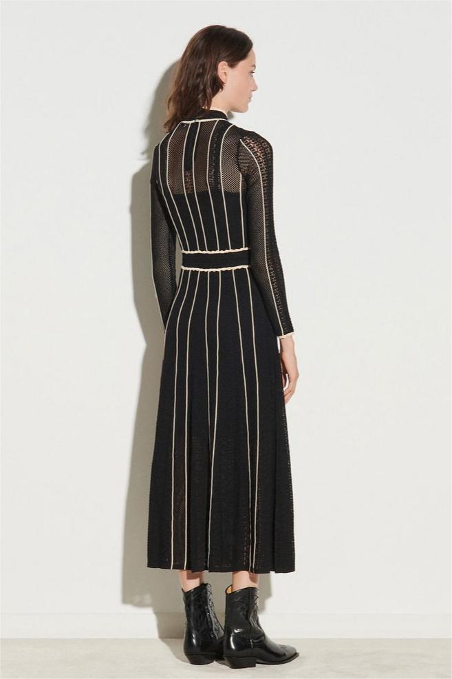 Jersey Stripe Long Sleeve Midi Dress
